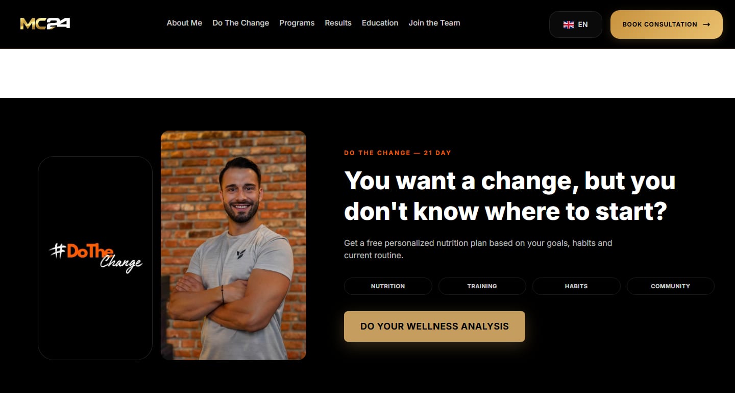 Standalone ManeCoach24 wellness assessment landing with a Do Your Wellness Analysis call to action